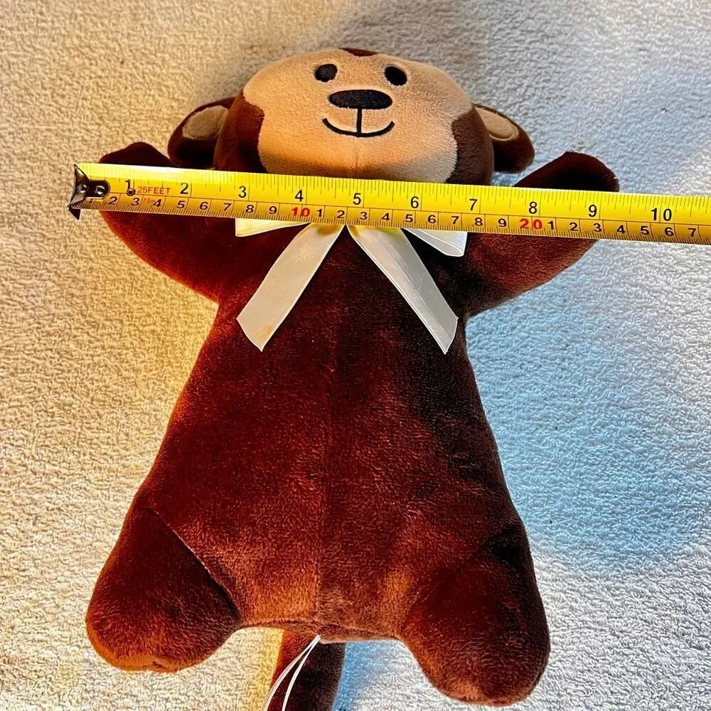 Buckley Boo Plush Brown Monkey Developmental Therapy Toy Rattle 3 Buckles 12''